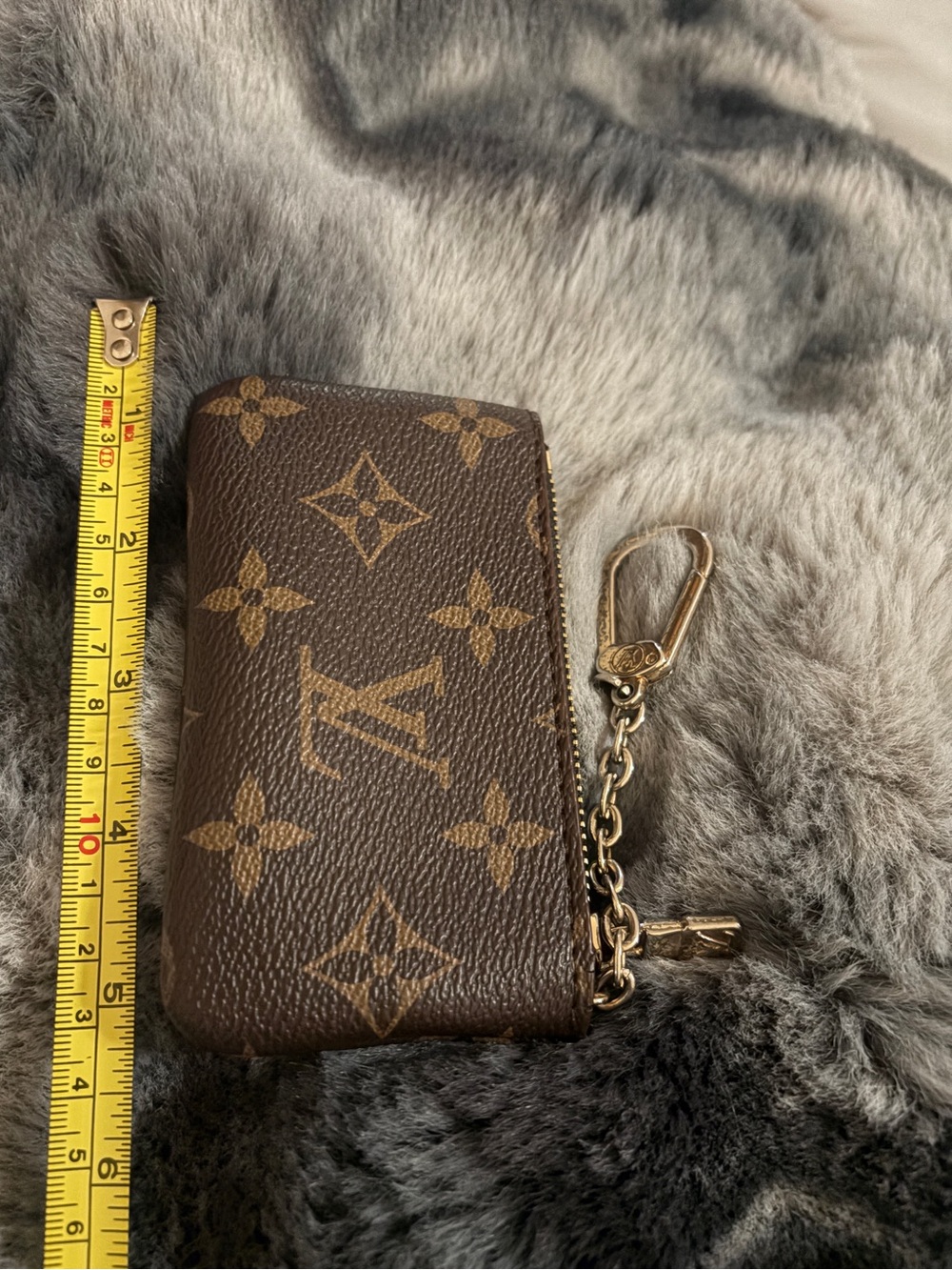 Louis Vuitton Brown Monogram Zip Coin Pouch with Gold Chain - Picture 7 of 8